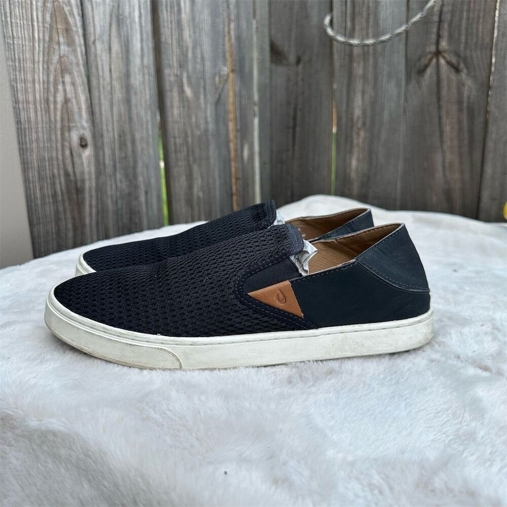 OluKai Pehuea Women's Black Slip-On Sneakers Size 10 Casual Shoes